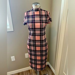 SHEIN plaid body-con midi dress